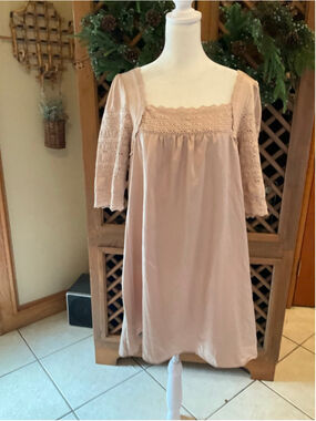 Vertigo Paris Blush Pink Lace Trim Dress Boho Romantic Medium fairycore cottage